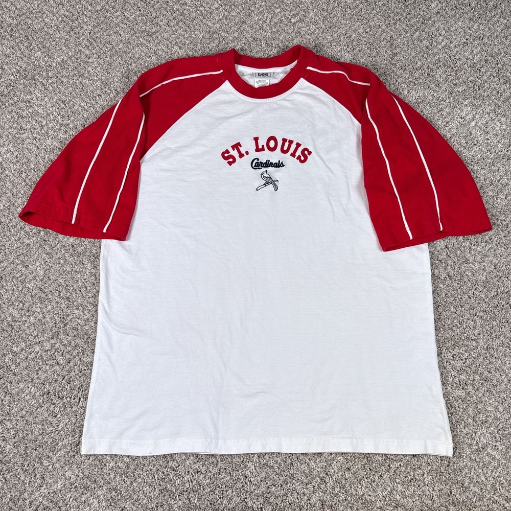 St Louis Cardinals Shirt Mens 2XL Raglan Red White Sport Vintage